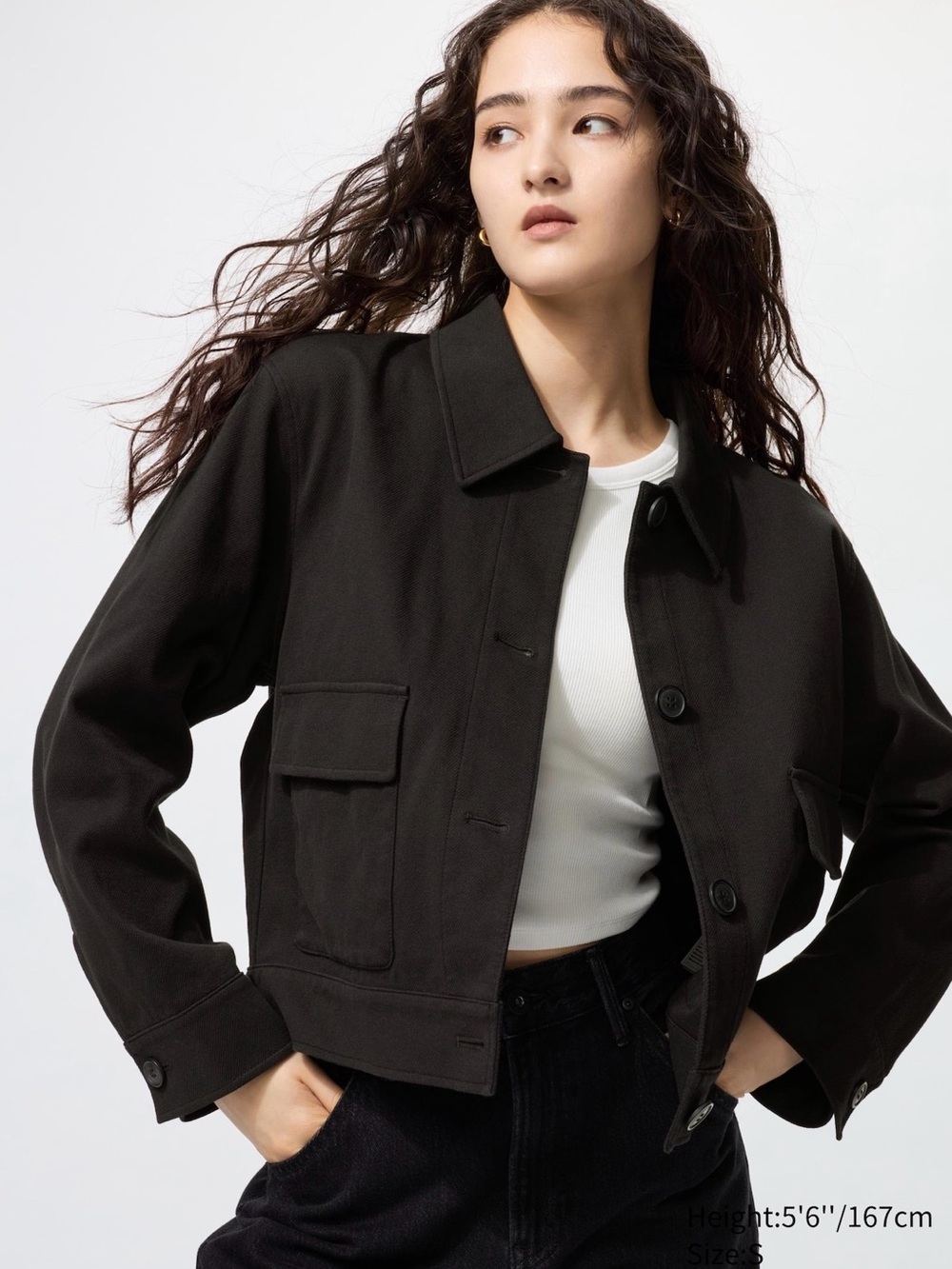Uniqlo Black Cropped Utility Jacket